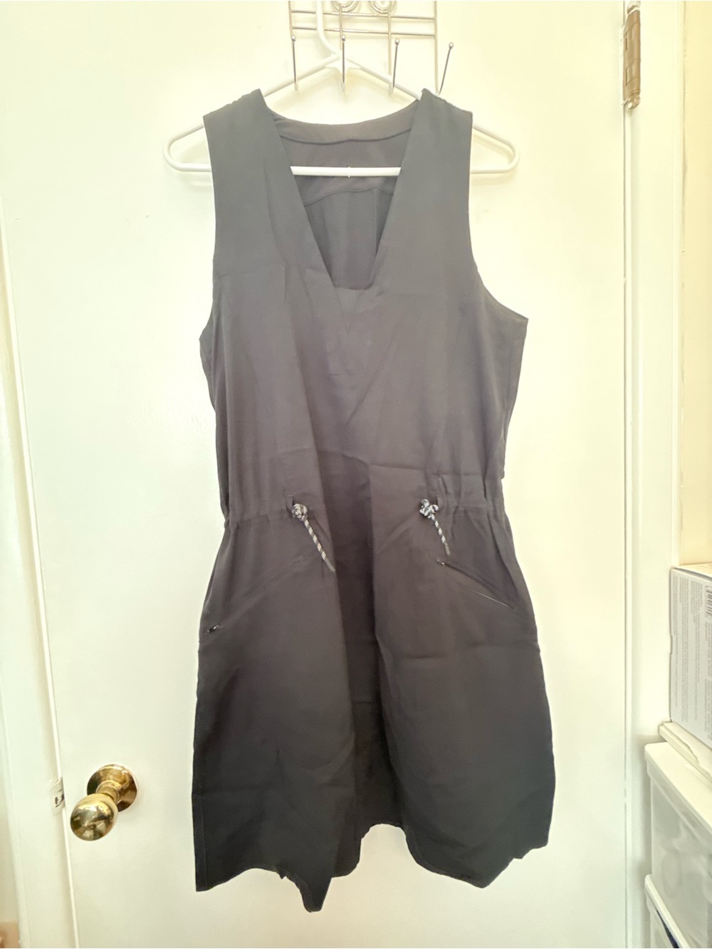 lululemon athletica Black Sleeveless V-Neck Drawcord Waist Dress